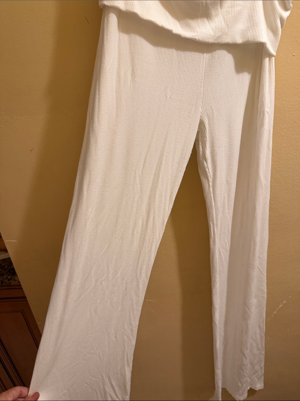 Skims Cream Ribbed Fold-Over Waist Pants - Picture 6 of 6